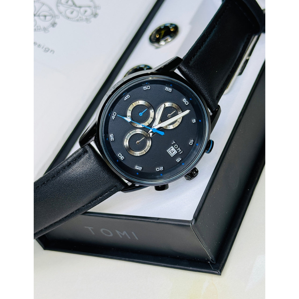 TOMI T-601 S6 Series Chronograph Business Watch With Cufflinks & Tie Pin For Men