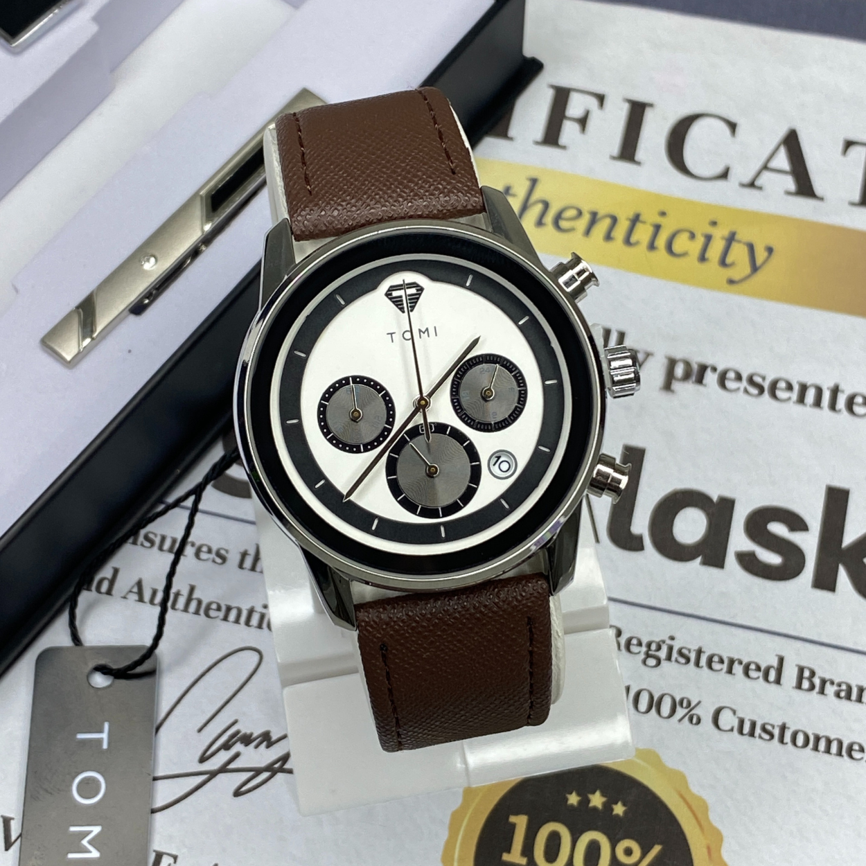TOMI T-603 S6 Series Chronograph Business Watch With Cufflinks & Tie Pin For Men