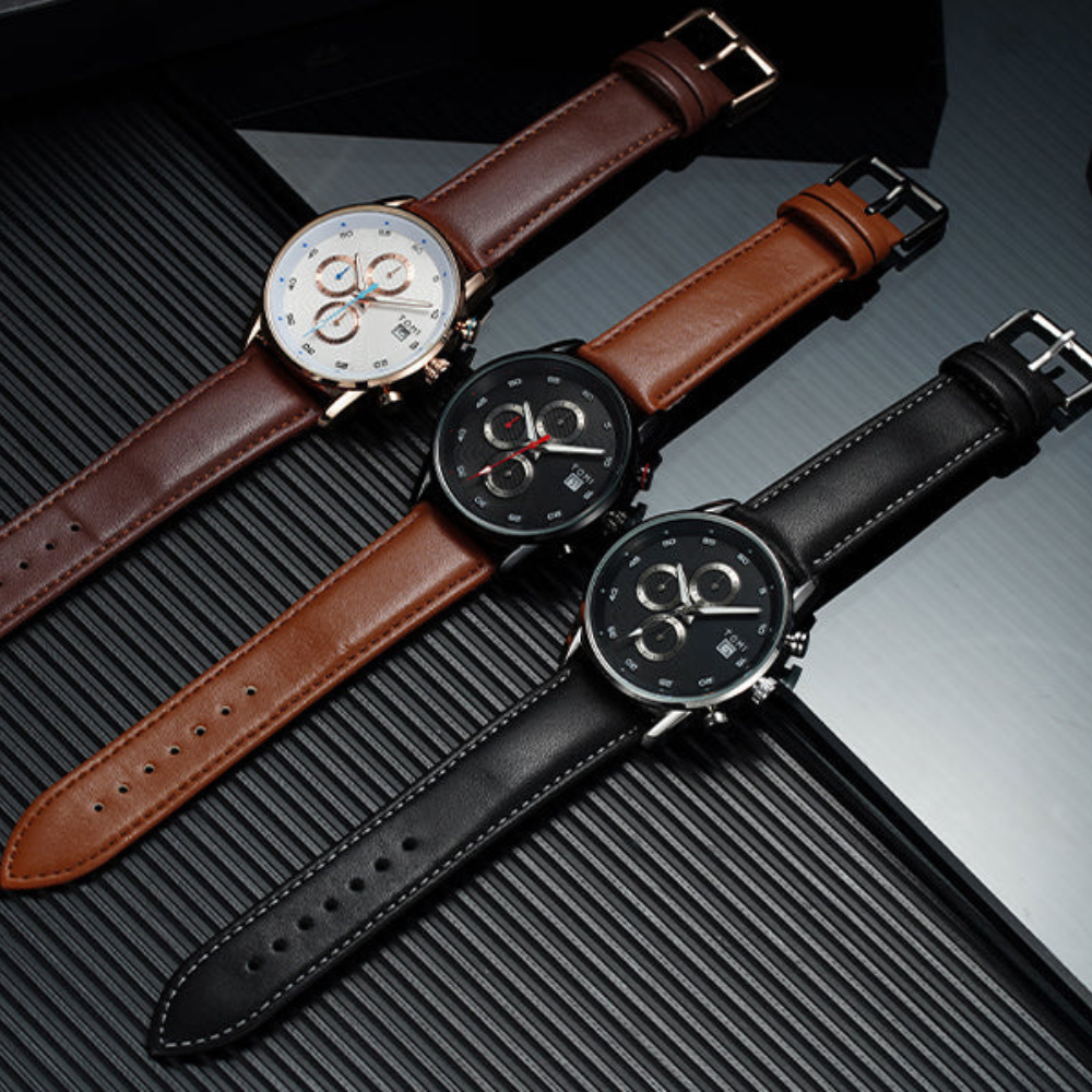 TOMI T-601 S6 Series Chronograph Business Watch With Cufflinks & Tie Pin For Men