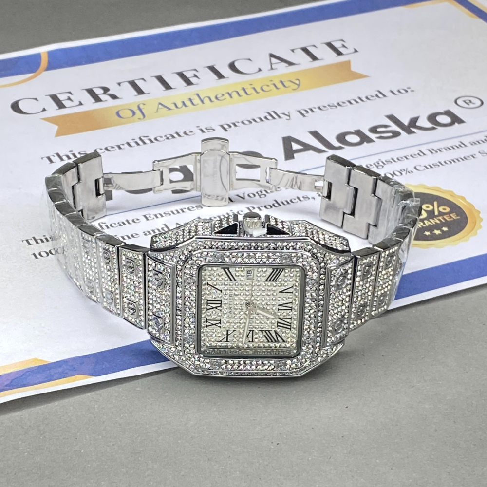 CARTIER Iced Out Luxury Stainless Steel Made Analog Watch For Men