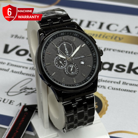 Cristiano Aillen Round Dial Stainless Steel Chain Watch With Date Display For Men