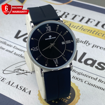 Universe Point Round Dial Analog Quartz Movement Watch With Silicone Strap Magnetic Lock and Date Display
