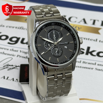 Cristiano Aillen Round Dial Stainless Steel Chain Watch With Date Display For Men