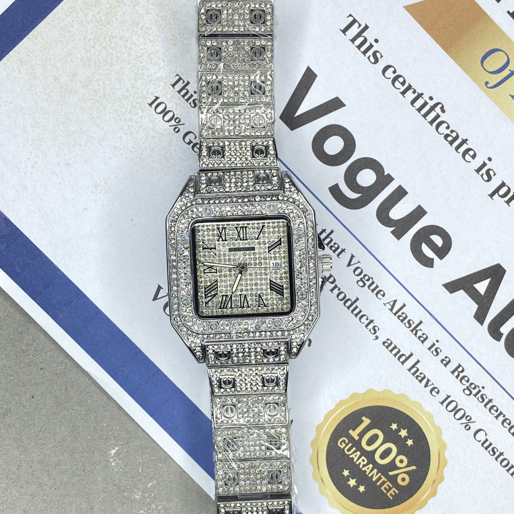 CARTIER Iced Out Luxury Stainless Steel Made Analog Watch For Men