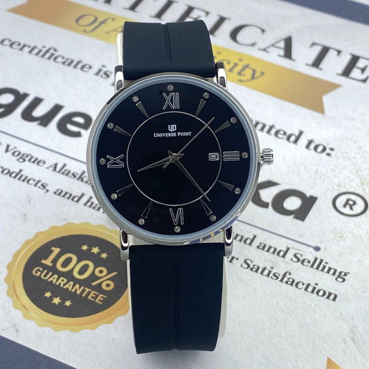 Universe Point Round Dial Analog Quartz Movement Watch With Silicone Strap Magnetic Lock and Date Display