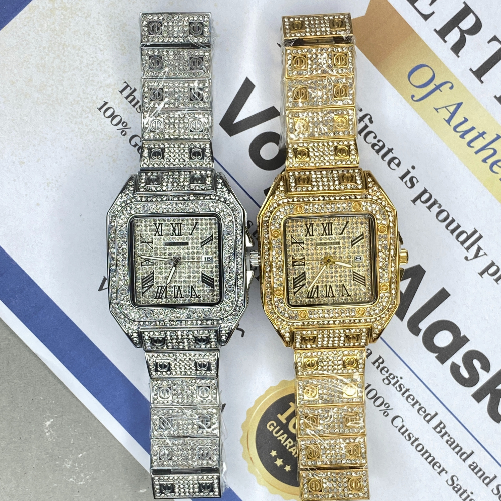 CARTIER Iced Out Luxury Stainless Steel Made Analog Watch For Men