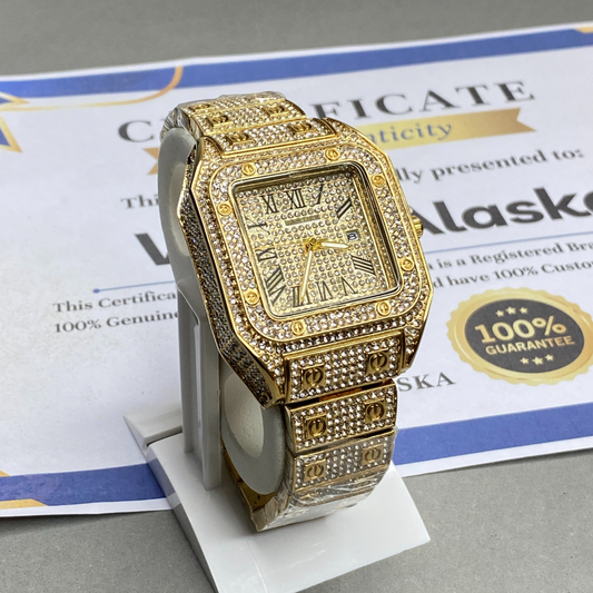 CARTIER Iced Out Luxury Stainless Steel Made Analog Watch For Men