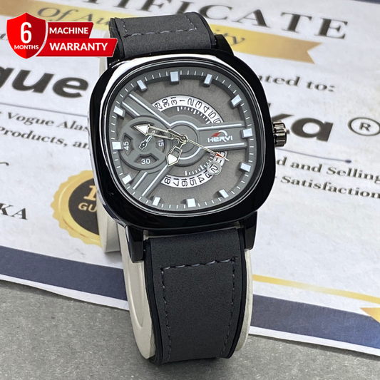 HERYI Square Dial Analog Quartz Movement Straps Watch With Date Display For Men