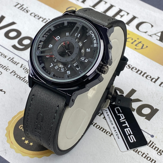 CAITES Round Dial Durable Straps Analog Quartz Movement Watch For Men