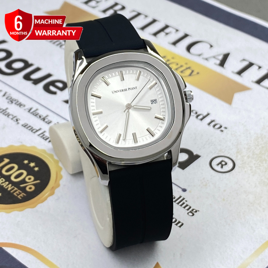 Universe Point Analog Quartz Movement Watch With Silicone Strap Magnetic Lock and Date Display For Men