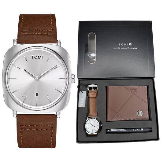 TOMI T-084 Straps Wrist Watch For Men With Wallet and Pen in Proper Tomi Gift Box