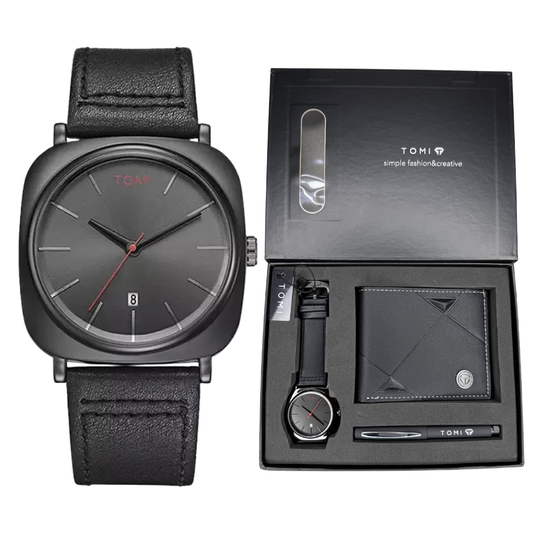 TOMI T-084 Straps Wrist Watch For Men With Wallet and Pen in Proper Tomi Gift Box