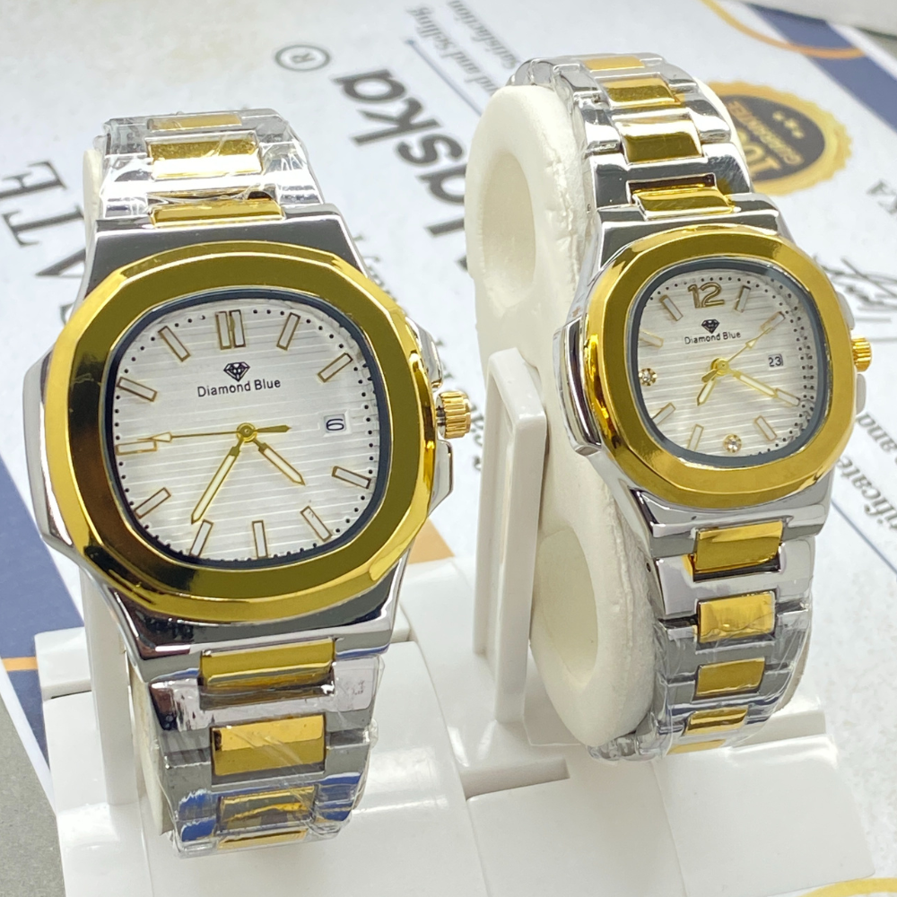 DIAMOND BLUE Analog Stainless Steel Made Couple Watch