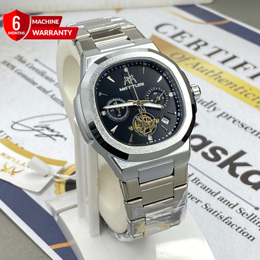 MATTURI Chronograph Working Luxury Stainless Steel Chain Watch For Men With Date Display