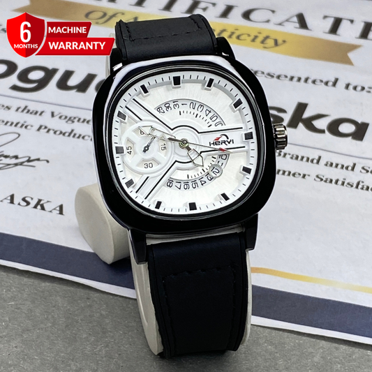 HERYI Square Dial Analog Quartz Movement Straps Watch With Date Display For Men
