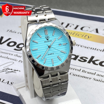 DEARNO Analog Quartz Movement Premium Stainless Steel Chain Watch For Men With Date Display