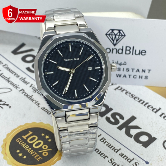 Premium Quality Classic Octagonal Dial Stainless Steel Chain Watch For Men With Date Display