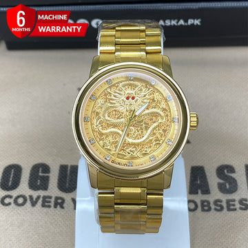 Gold Dragon Premium Chain Watch With Butterfly Lock