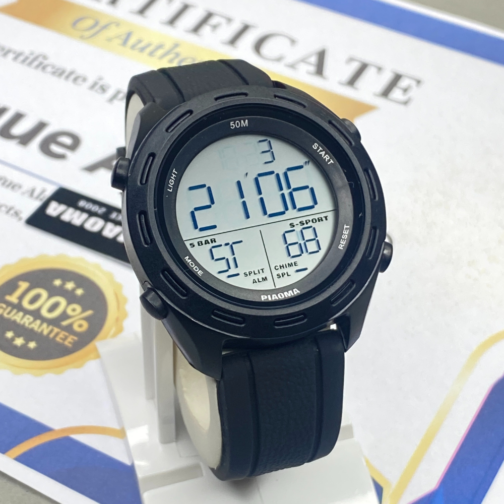 PIAOMA Round Dial Multi Functional Digital Display Sports Watch