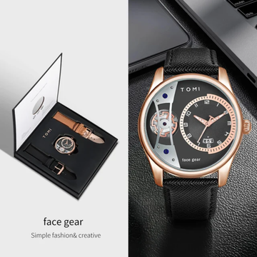 TOMI T-105 Face Gear Dual Strap Luxury Analog Watch For Men
