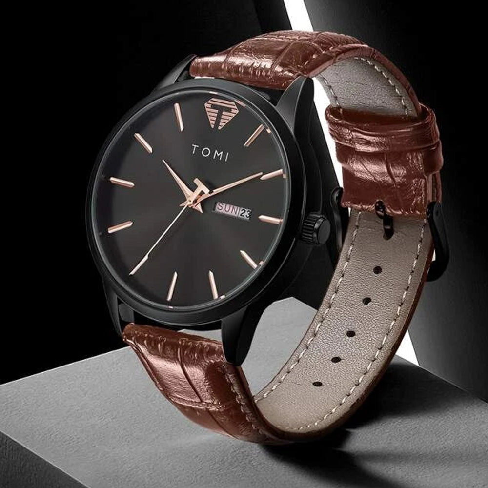 TOMI T-045 Orignal Men's Watch Date & Day Quartz Straps Watch