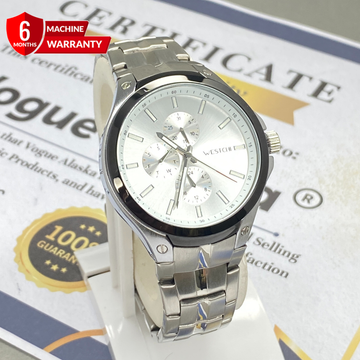 WESTCHI Chronograph Working Round Dial Analog Stainless Steel Made Chain Watch for Men