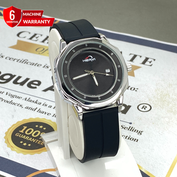 Heyri Octagonal Dial Analog Quartz Watch With Silicone Straps Magnetic Lock and Date Display For Men