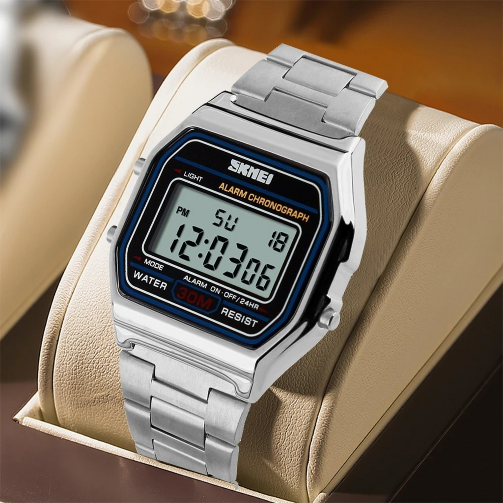 SKMEI-1123 Digital Display Stainless Steel Made Water Resistant Watch For Men