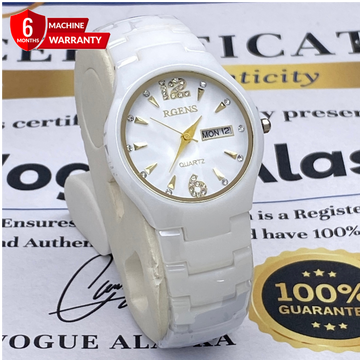 RGENS Mens Analog Quartz Movement Stone Made watch With Date & Day Display