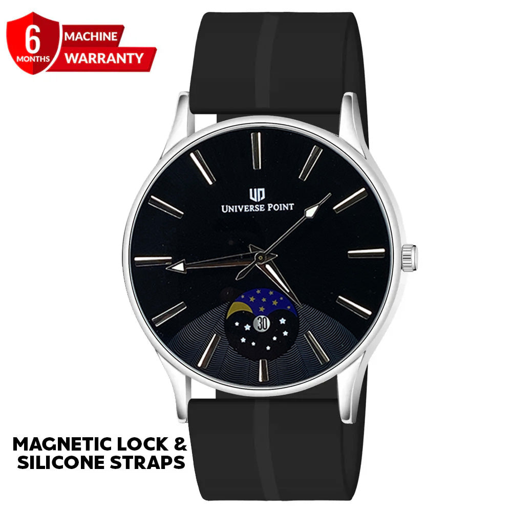 Universe Point Magnetic Lock & Silicone Rubber Straps Wrist Watch