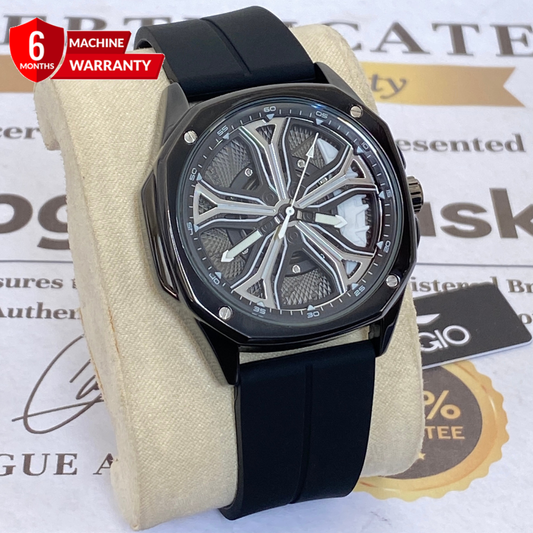 KEGIO Rotatory Wheel Dial Analog Quartz Watch With Silicone Straps and Magnetic Lock For Men