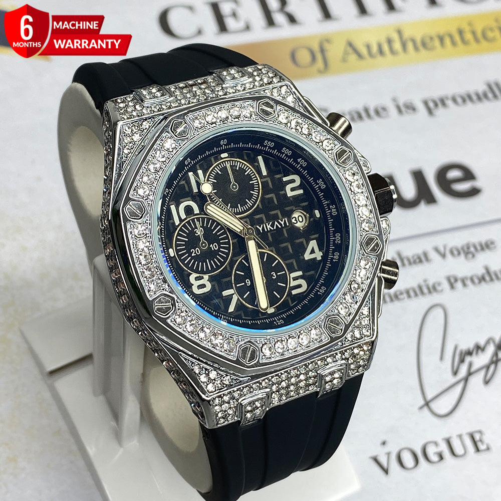 Yikai Diamond-Cut Iced Out Luxury Watch For Men