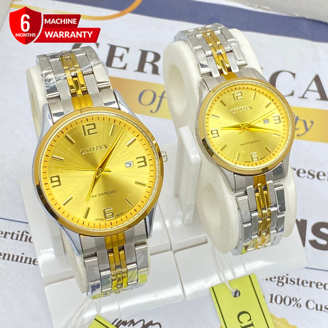 CITIZEN Analog Time Format Luxury Chain Couple Watches With Date Display