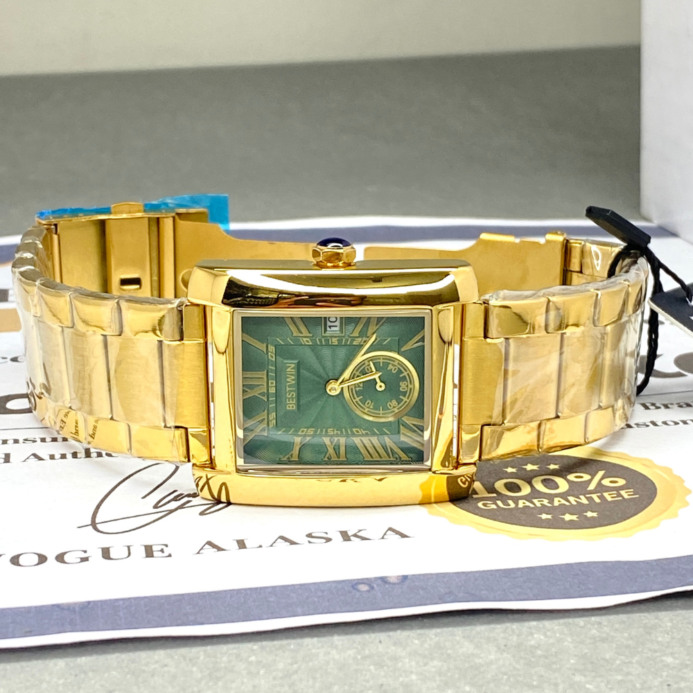 BESTWIN Analog Rectangular Dial Stainless Steel Made Watch For Men With Date Display