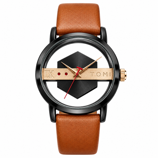 TOMI T-100 Round Transparent Dial Durable Straps Watch For Men