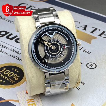 KETTA Men's Round Dial Analog Quartz Watch with Stainless Steel Chain and Date Display