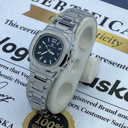 Diamond Blue Analog Quartz Movement Stainless Steel Made Couple Watch