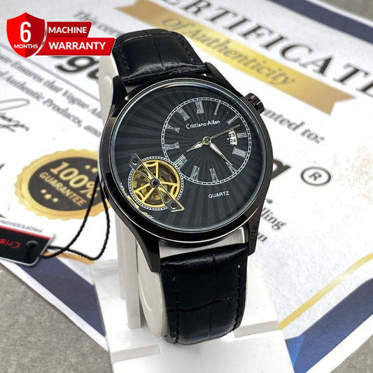 Cristiano Aillen Face Gear Display Analog Quartz Straps Watch For Men With Date Display