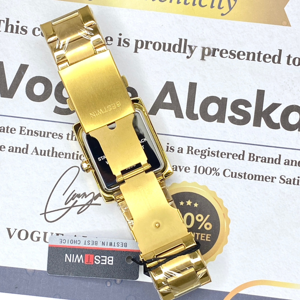 BESTWIN Analog Rectangular Dial Stainless Steel Made Watch For Men With Date Display