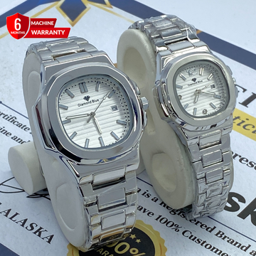 Diamond Blue Luxury Analog Quartz Stainless Steel Matching Couple Watches