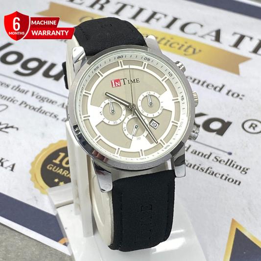 In Time Round Dial Analog Quartz Straps Watch With Date Display For Men