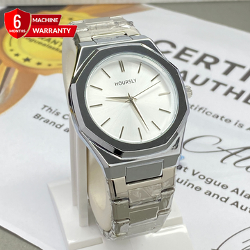 HOURSLY Octagonal Dial Stainless Steel Analog Chain Watch With Butterfly Lock