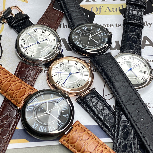 TOMI T-075 Original Date Luxury Strap Watch