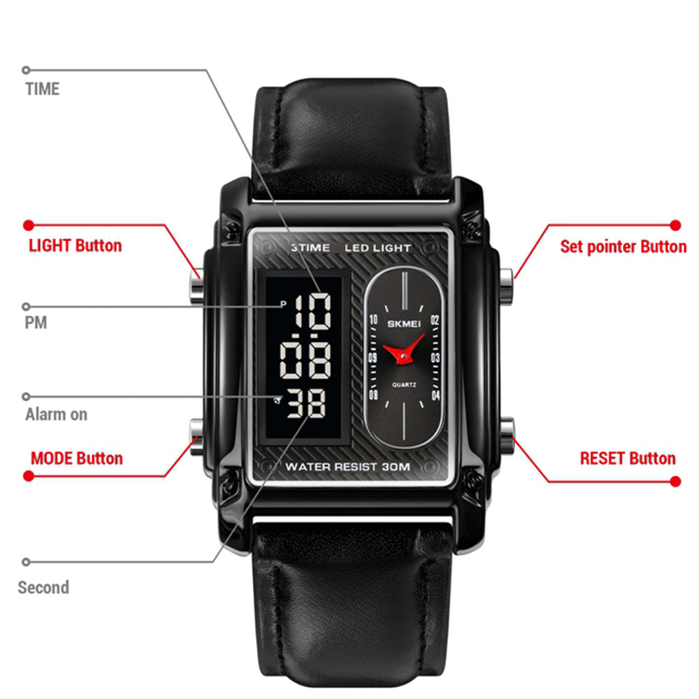 SKMEI 1868 Dual Time Straps Watch