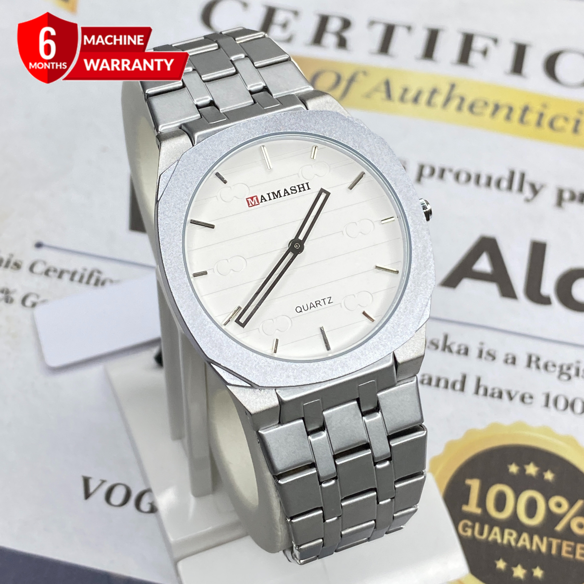 MAIMASHI Slim Design Analog Display Stainless Steel Chain Watch for Men