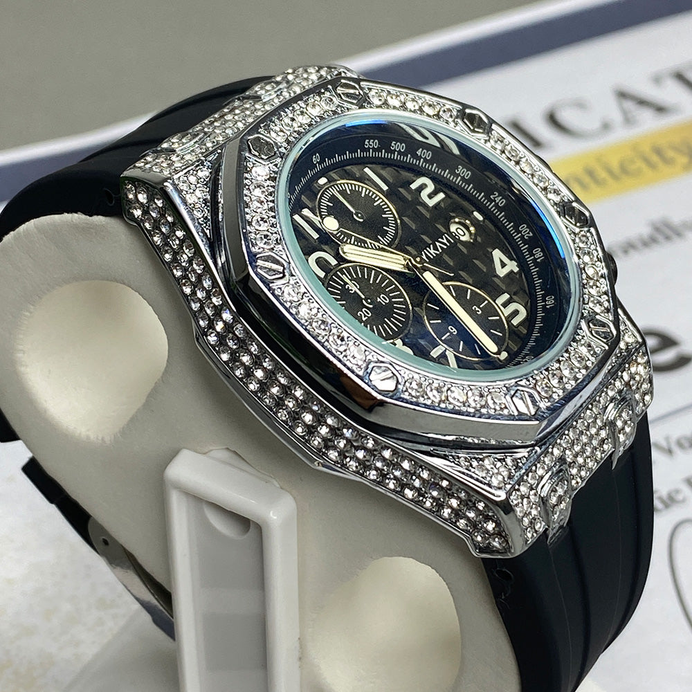 Yikai Diamond-Cut Iced Out Luxury Watch For Men