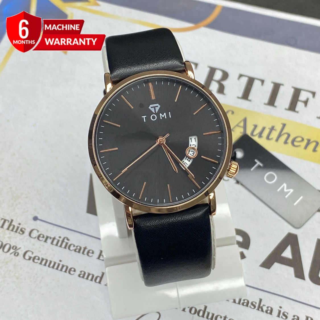 TOMI T-018 Classic Slim Design Analog Time Strap Watch For Men With Date Display