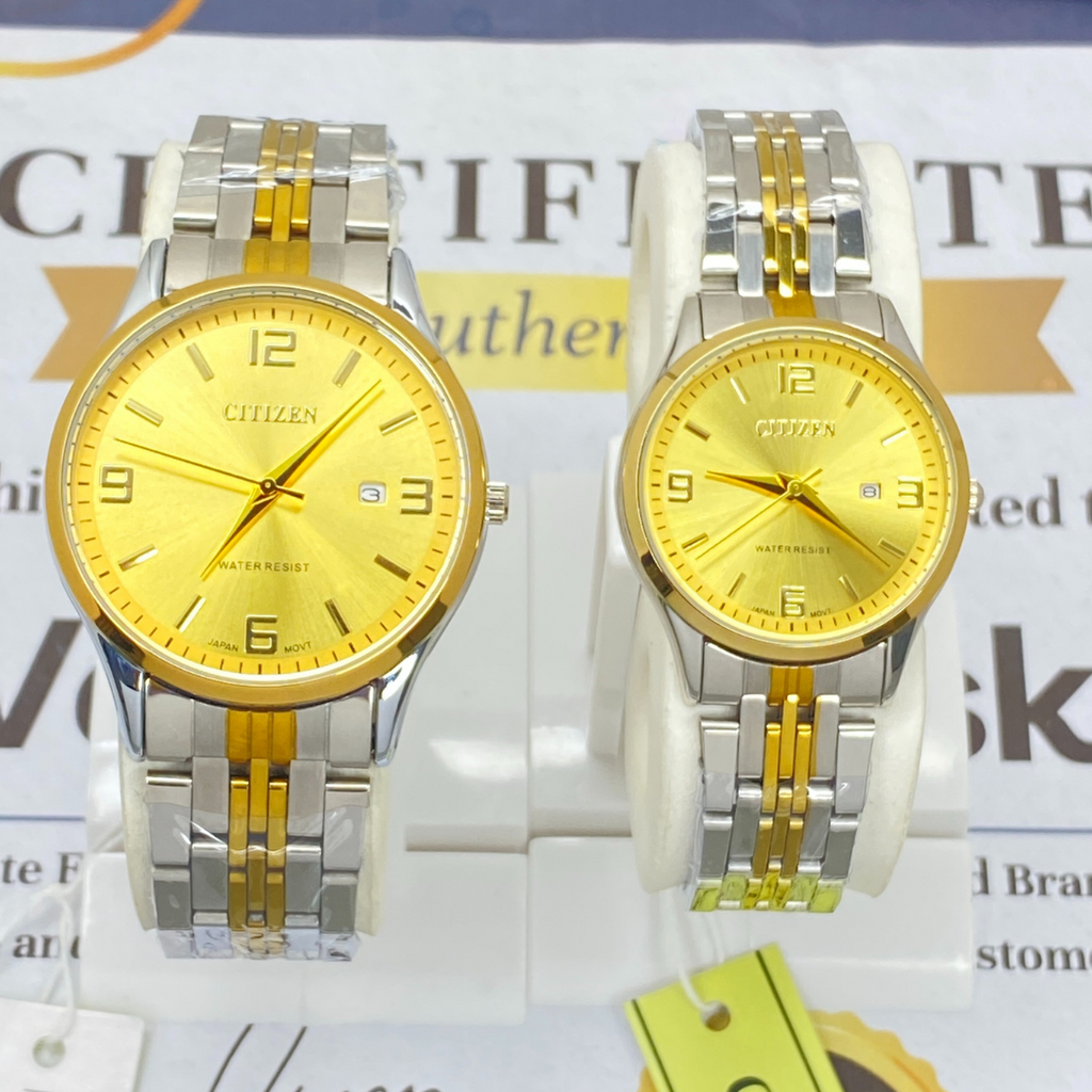 CITIZEN Analog Time Format Luxury Chain Couple Watches With Date Display