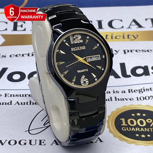 RGENS Mens Analog Quartz Movement Stone Made watch With Date & Day Display