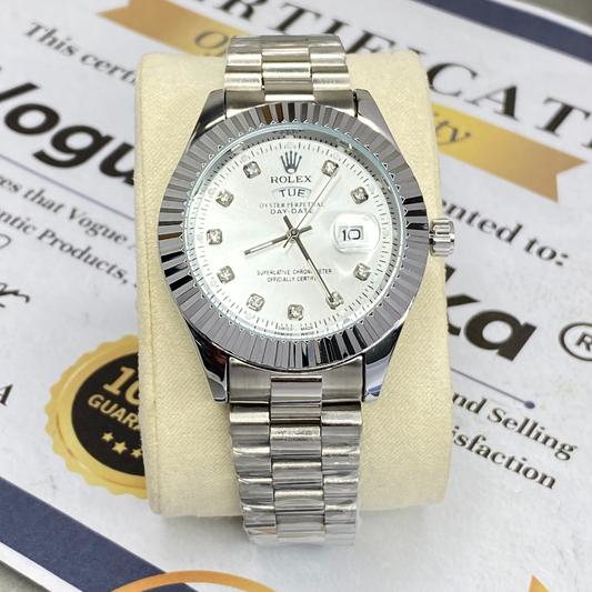 RLX Oyster Perpetual Analog Quartz Movement Chain Watch With Date & Day Display